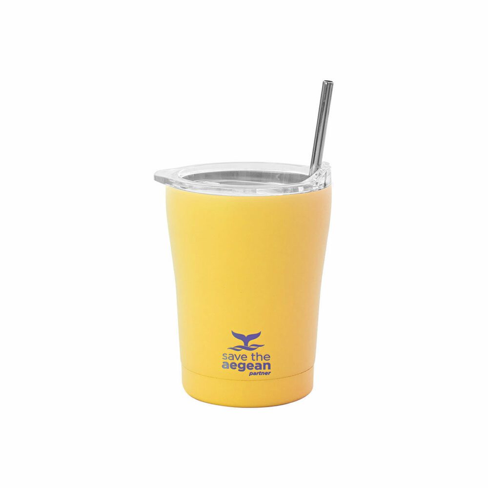 0002121  coffee mug save the aegean 350ml pineapple yellow